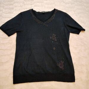 Cemasi Black Short Sleeve Sweater
